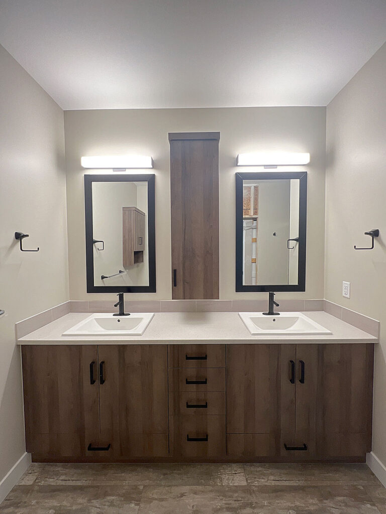 Double sink vanity with modern design