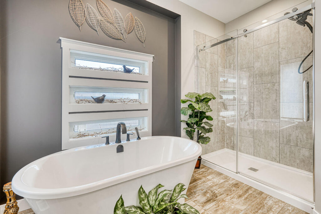 Bathroom with designer finishes and ample space