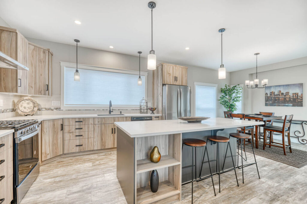 Kitchen with efficient layout and designer finishes