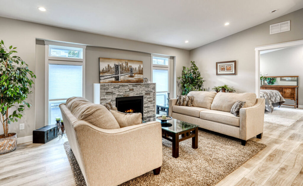 Comfortable living space with natural light