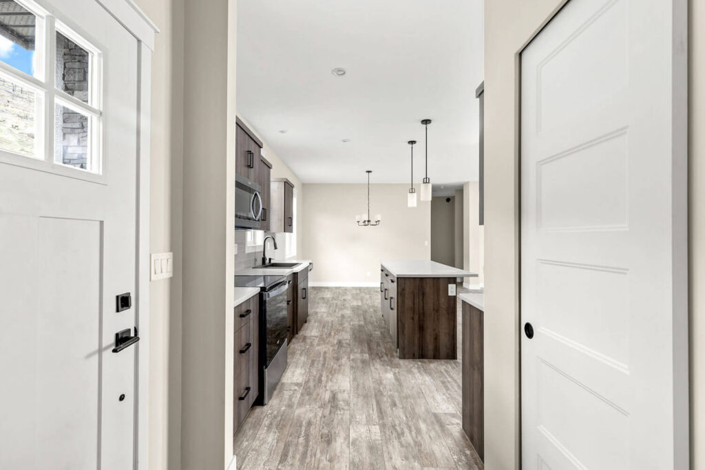 Wood-tone kitchen with warm finishes and modern appliances